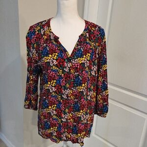 Vibrant Floral Blouse with Multicolor Design